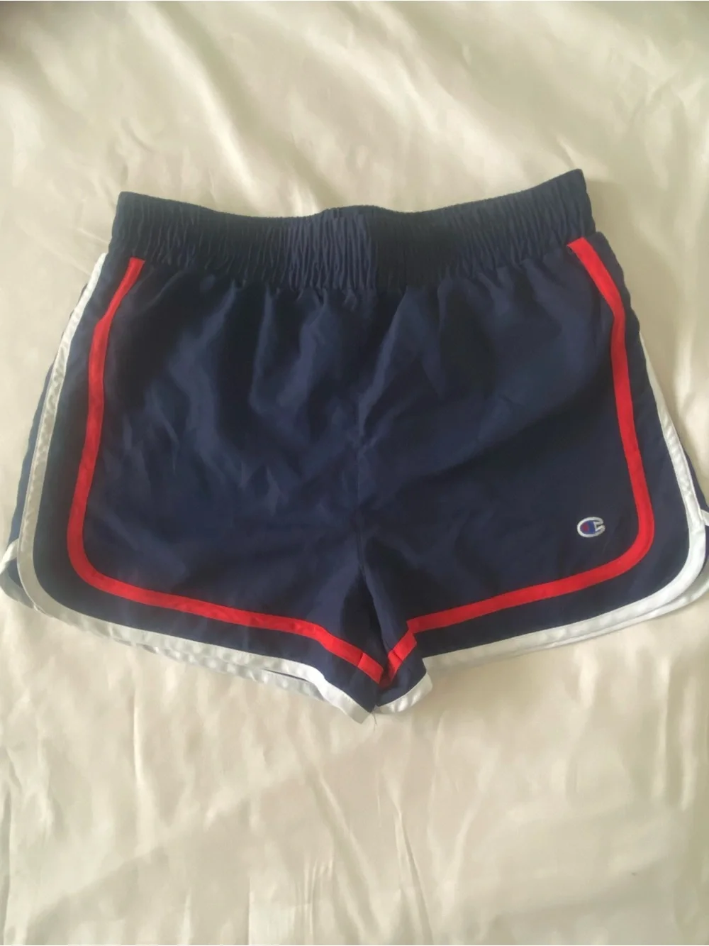 Champion Navy Athletic Shorts with Red & White Trim